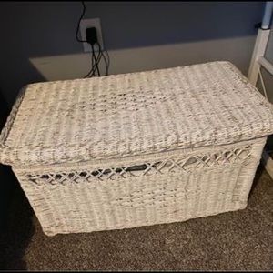 Vintage white wicker chest